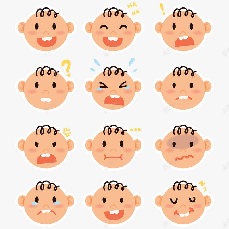 创意婴儿表情头像贴纸png免抠素材_新图网 https://ixintu.com 人物 头像 婴儿 表情 贴纸