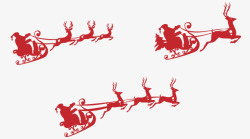 麋鹿剪纸圣诞老人和雪橇高清图片