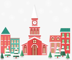 圣诞节教堂粉色圣诞教堂矢量图高清图片