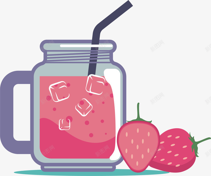 粉红色草莓果汁png免抠素材_新图网 https://ixintu.com 加冰果汁 矢量素材 粉色 草莓 草莓汁