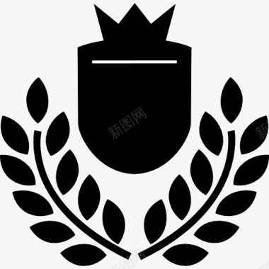 象征性的盾牌和橄榄枝冠图标图标