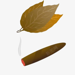 抽烟插图卡通燃烧的雪茄盒烟叶插画高清图片