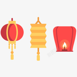 元旦2017红色中国风节日灯笼装饰高清图片
