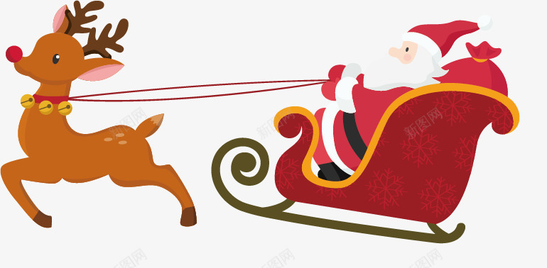坐车的圣诞老人矢量图ai免抠素材_新图网 https://ixintu.com 圣诞老人 矢量图 车 鹿 麋鹿车