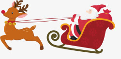 小麋鹿坐车的圣诞老人矢量图高清图片