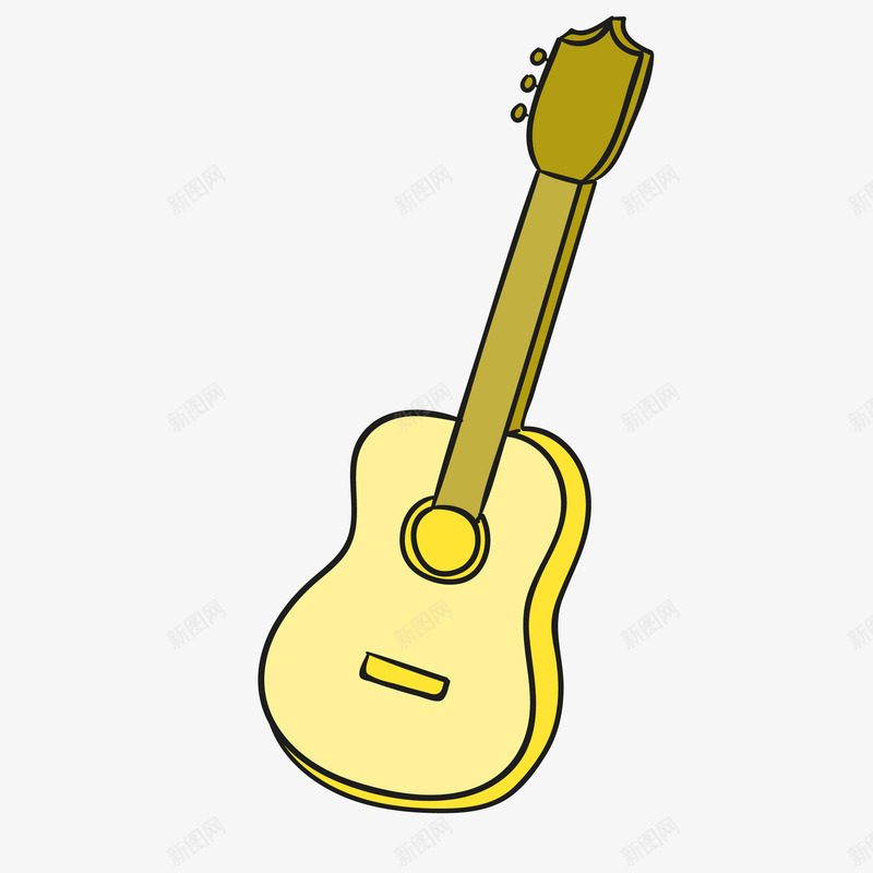 卡通黄色的吉他矢量图ai免抠素材_新图网 https://ixintu.com 乐器 卡通 吉他 手绘 校园文化艺术节 演奏 表演 黄色 矢量图
