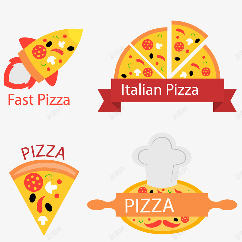创意披萨店标签矢量图ai免抠素材_新图网 https://ixintu.com 创意 帽子 披萨 披萨店 标签 食物 矢量图