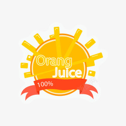 黄色橘子果汁标签矢量图素材