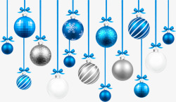 蓝色圣诞节吊球素材