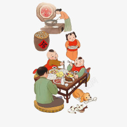围在一起围在一起吃饭的一家人高清图片