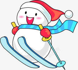 快乐表情可爱圣诞节滑雪雪人高清图片