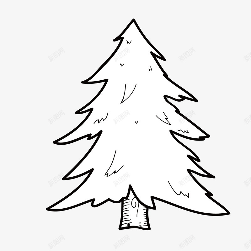 素描松树png免抠素材_新图网 https://ixintu.com 叶子 圣诞树 松树 树叶 树木 简笔 素描 线条
