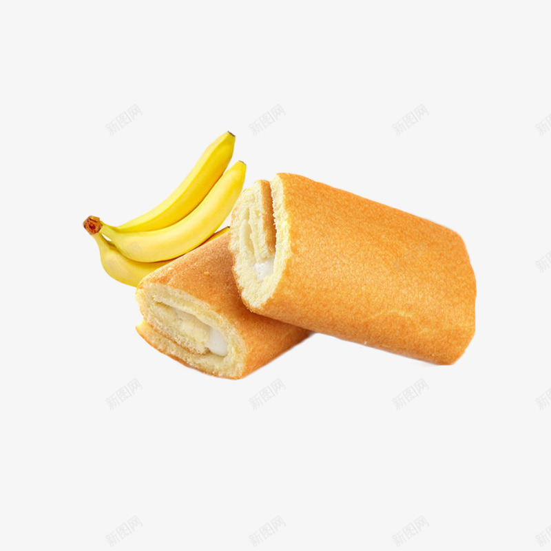香蕉味瑞士卷png免抠素材_新图网 https://ixintu.com 口味 早餐 点心 瑞士卷 糕点 零食 面包