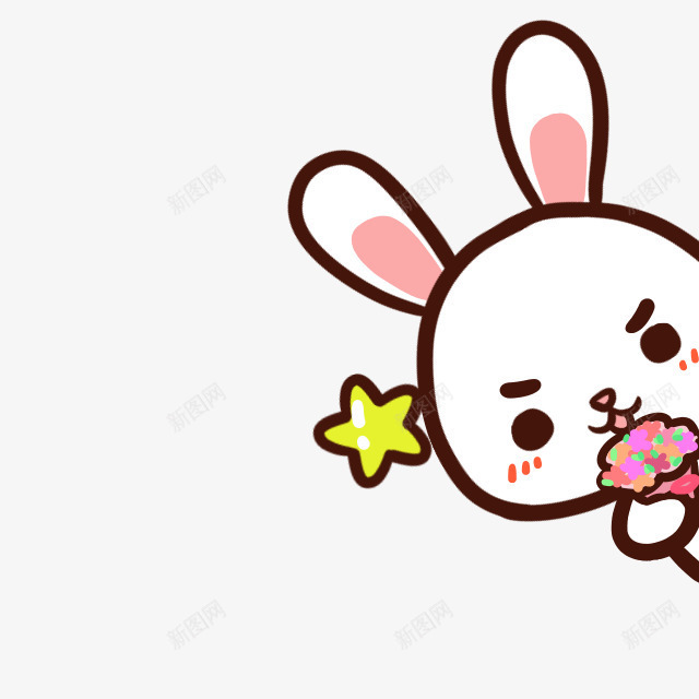 拿着小花朵的卡通兔子png免抠素材_新图网 https://ixintu.com 拿着小花朵的卡通兔子