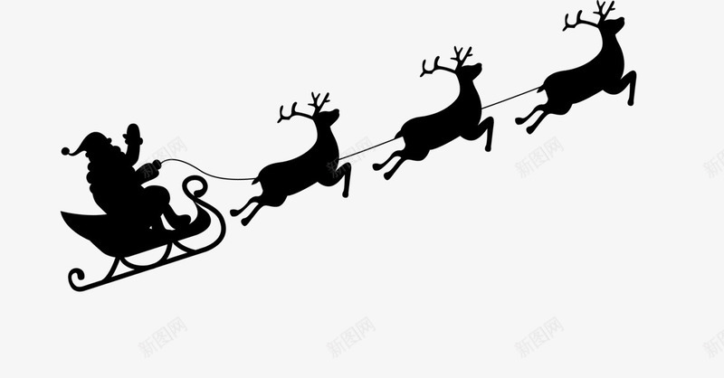 奔跑的圣诞老人png免抠素材_新图网 https://ixintu.com 圣诞老人 拉车 送礼物 麋鹿 黑色