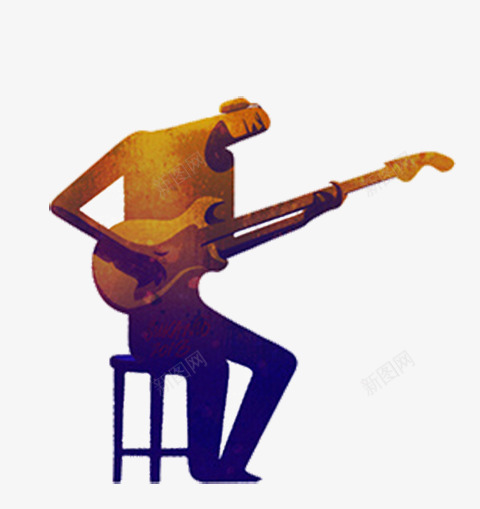 卡通电吉他演奏png免抠素材_新图网 https://ixintu.com 椅子 演奏 电吉他 音乐