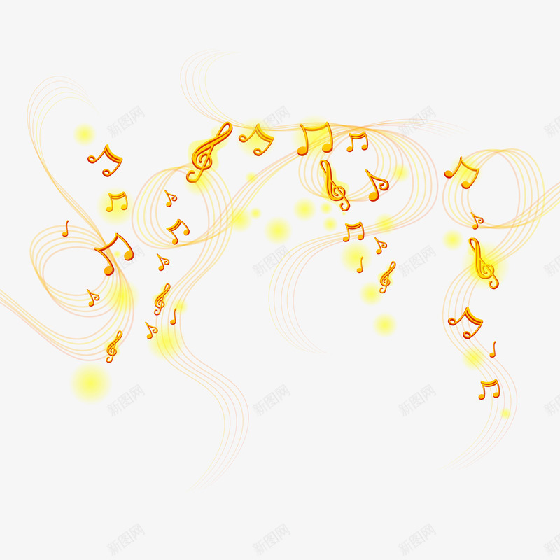 金色音符装饰png免抠素材_新图网 https://ixintu.com 卡通音符 背景装饰 金色音符 音乐装饰