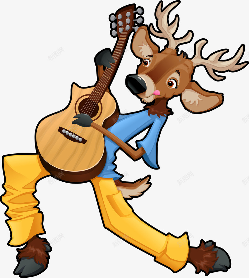卡通弹吉他的小鹿png免抠素材_新图网 https://ixintu.com 卡通小鹿矢量 卡通弹吉他的小鹿 弹吉他的小鹿矢量 矢量卡通弹吉他的小鹿