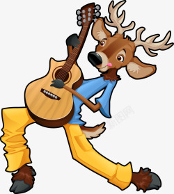 弹吉他的小鹿矢量卡通弹吉他的小鹿高清图片