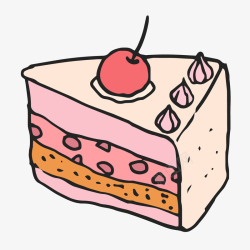 彩色樱桃交叉彩色手绘蛋糕食物元素矢量图高清图片