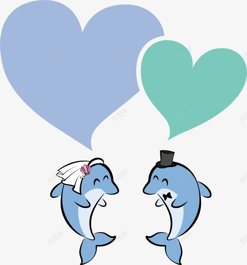 海豚婚礼邀请卡png免抠素材_新图网 https://ixintu.com 动物 卡片 婚礼 浪漫 海豚 结婚 贺卡 邀请卡