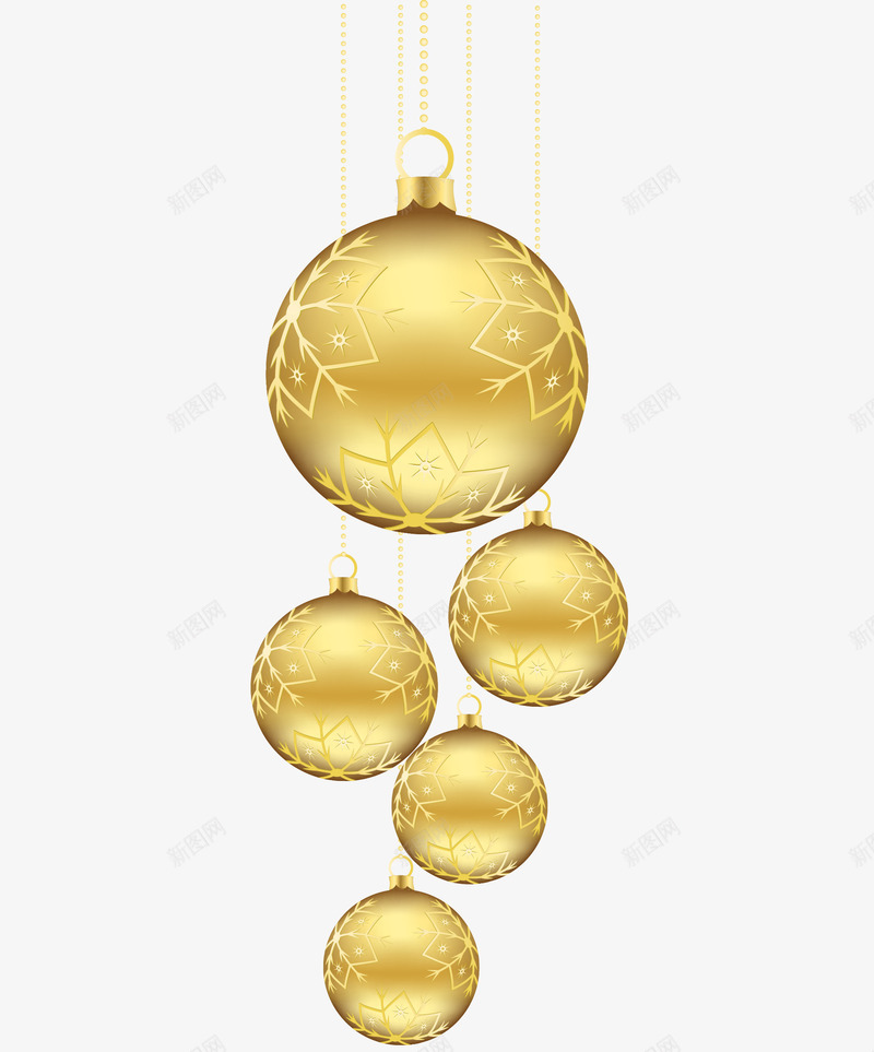 金色雪花装饰圣诞圆球png免抠素材_新图网 https://ixintu.com 圆球 圣诞 装饰 金色 雪花