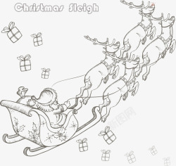 手绘圣诞雪橇车素材