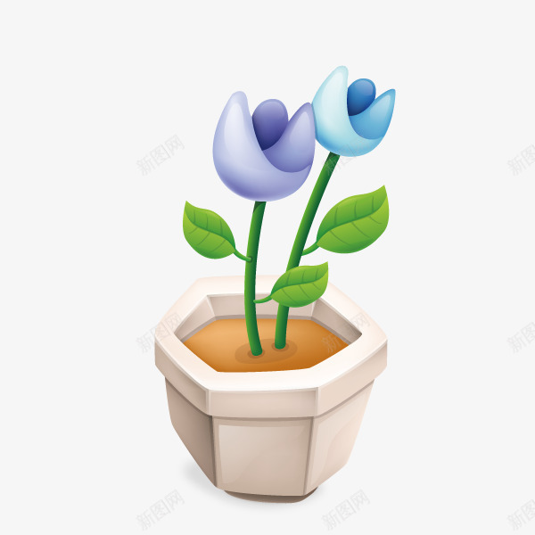 花朵盆栽矢量图ai免抠素材_新图网 https://ixintu.com 手绘 盆栽 矢量图