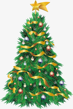 精美的圣诞树手绘立体精美圣诞树矢量图高清图片