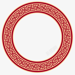 中国传统插画中国风红色圆环插画高清图片