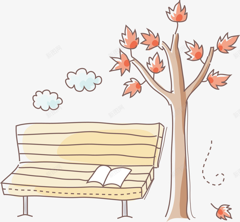 椅子png免抠素材_新图网 https://ixintu.com 休息 卡通 叶子 坐位 坐席 座位 手绘 枫叶 树木 椅子 长椅