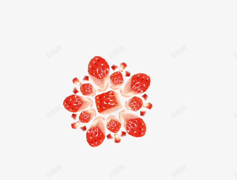 草莓水果粒psd免抠素材_新图网 https://ixintu.com 草莓水果粒