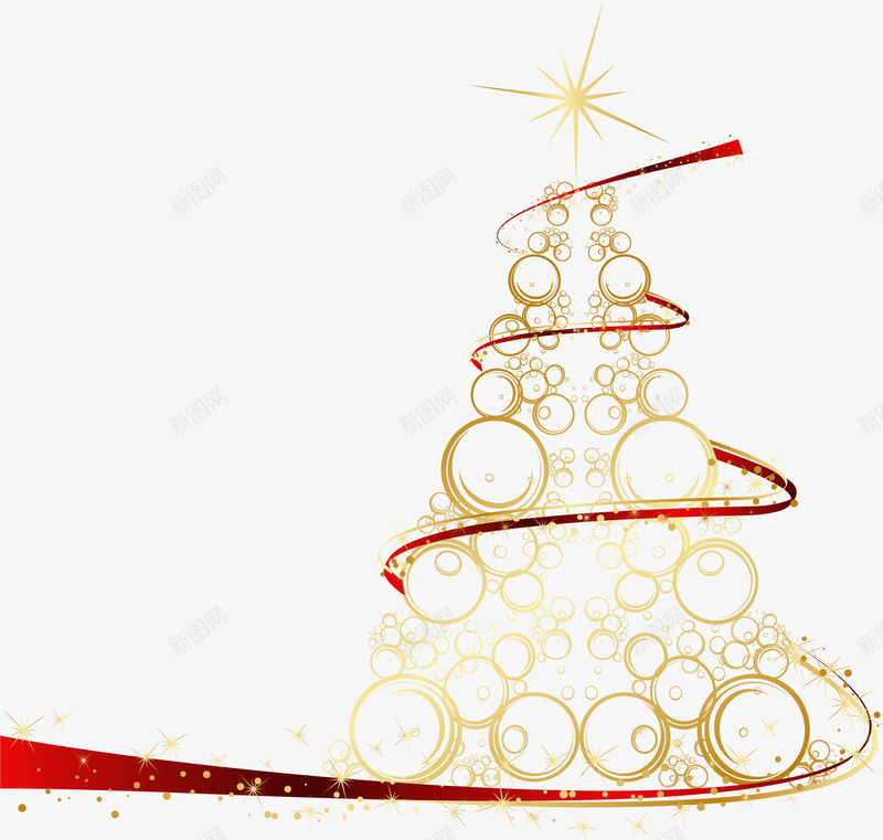 创意金色圣诞树矢量图ai免抠素材_新图网 https://ixintu.com 丝带 创意 唯美 喜庆 圆圈 圣诞树 抽象 金色 矢量图