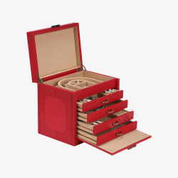 欧式大号带锁饰品盒红色创意大号饰品盒高清图片