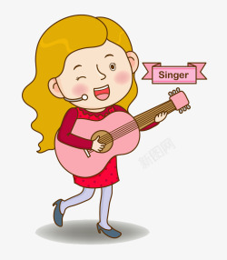 歌唱家边唱边弹吉他的女人高清图片