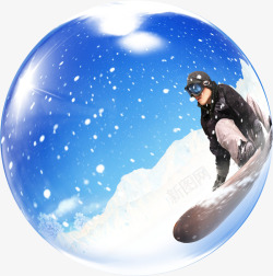 冬季滑雪雪景人物泡泡素材
