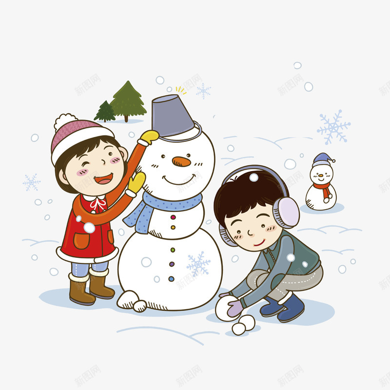 开心的堆雪人png免抠素材_新图网 https://ixintu.com PNG免抠图 PNG免抠图下载 下雪天 儿童 冬季 玩耍 童趣