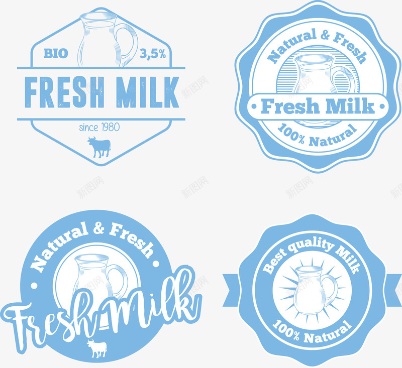 创意新鲜牛奶广告标志矢量图eps免抠素材_新图网 https://ixintu.com 印章设计 新鲜牛奶 牛奶 牛奶设计 矢量印章设计 矢量牛奶 蓝色牛奶PNG 矢量图