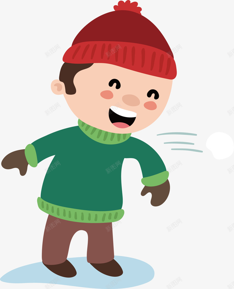 打雪仗的孩子png免抠素材_新图网 https://ixintu.com 开心的孩子 打雪仗 扔雪球 暖冬 玩雪 矢量png
