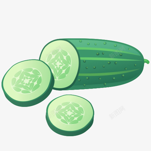 卡通黄瓜psd免抠素材_新图网 https://ixintu.com 水果 素材 美图 黄瓜