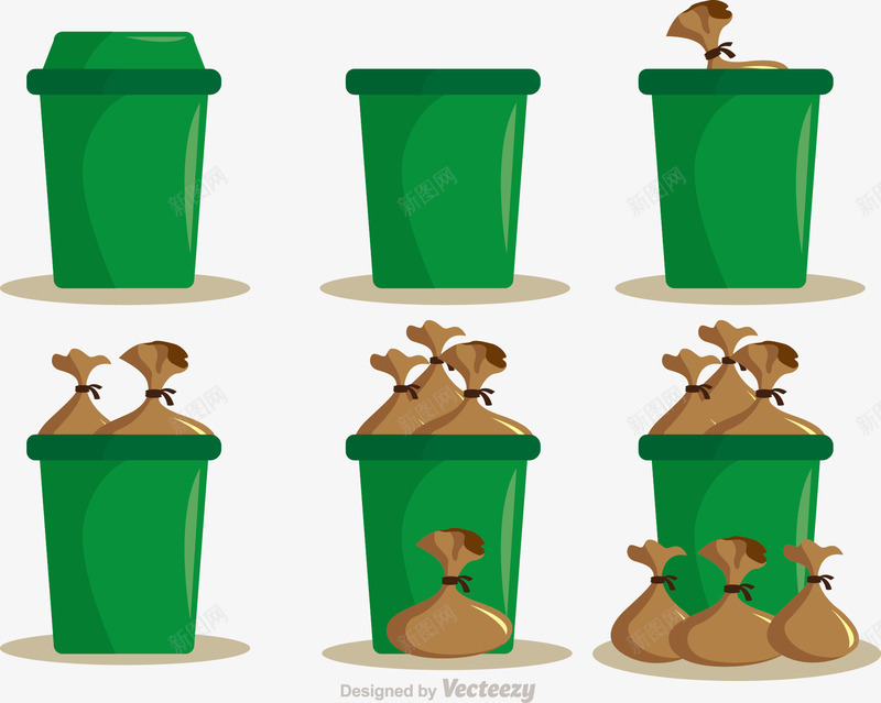 装满的垃圾桶png免抠素材_新图网 https://ixintu.com 一堆垃圾 垃圾 垃圾桶外的垃圾 绿色垃圾桶