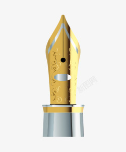 银色钢笔金色银色笔尖钢笔一只高清图片