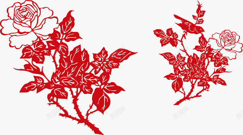 红色牡丹花剪纸png免抠素材_新图网 https://ixintu.com 中国风 传统 剪纸 牡丹花 红色