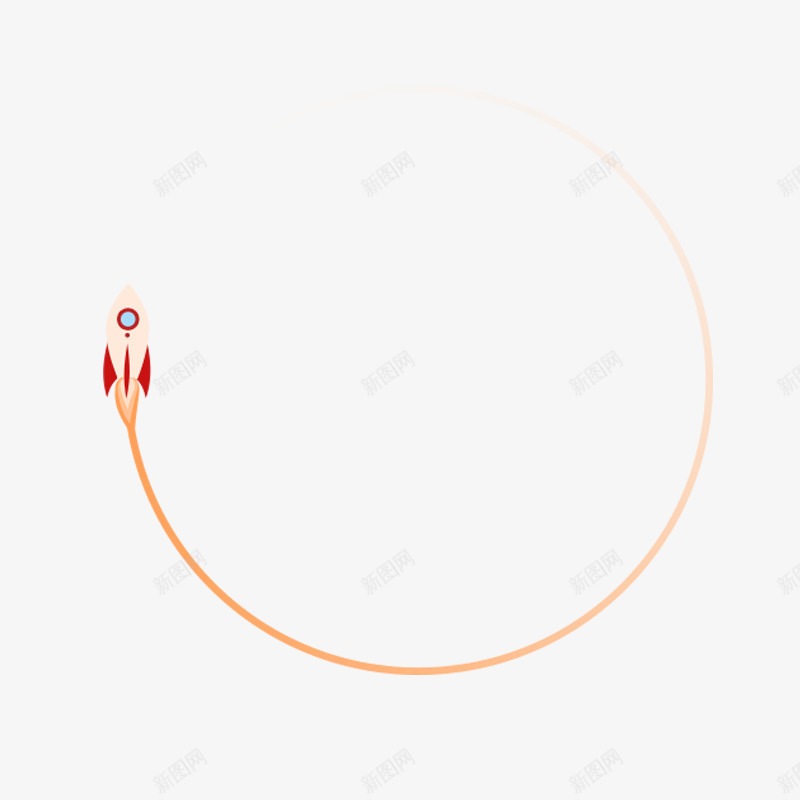 科技边框png免抠素材_新图网 https://ixintu.com 圆形 橙色 火箭轨迹 现代科技边框 简约