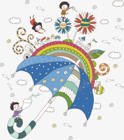 带伞的孩子童年的梦想高清图片