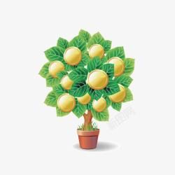 金币盆栽绿色金币树矢量图高清图片