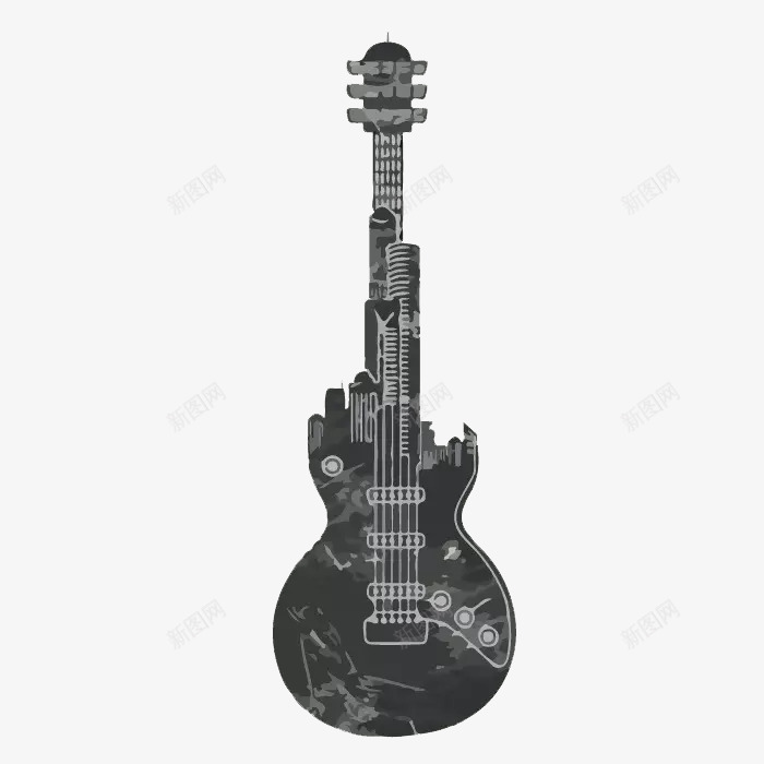 黑色电子吉他png免抠素材_新图网 https://ixintu.com PNG 新图网 电子吉他 音乐 黑色