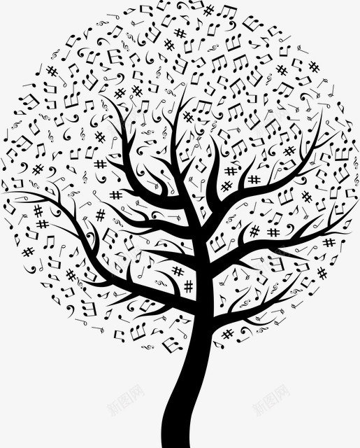 音符树图案png免抠素材_新图网 https://ixintu.com 树 植物 音乐 音符