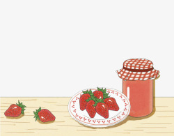 卡通草莓酱一盘草莓高清图片
