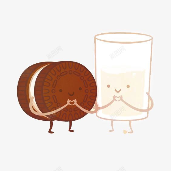 手绘饼干png免抠素材_新图网 https://ixintu.com 卡通吃早餐 卡通牛奶 卡通饼干 夹心饼干 早餐 牛奶饼干 饼干插画